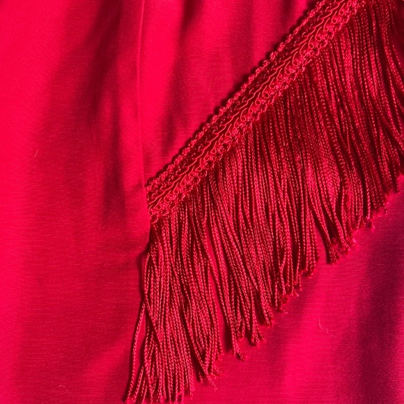 Vintage Red Fringe Miniskirt - Picture 4 of 6
